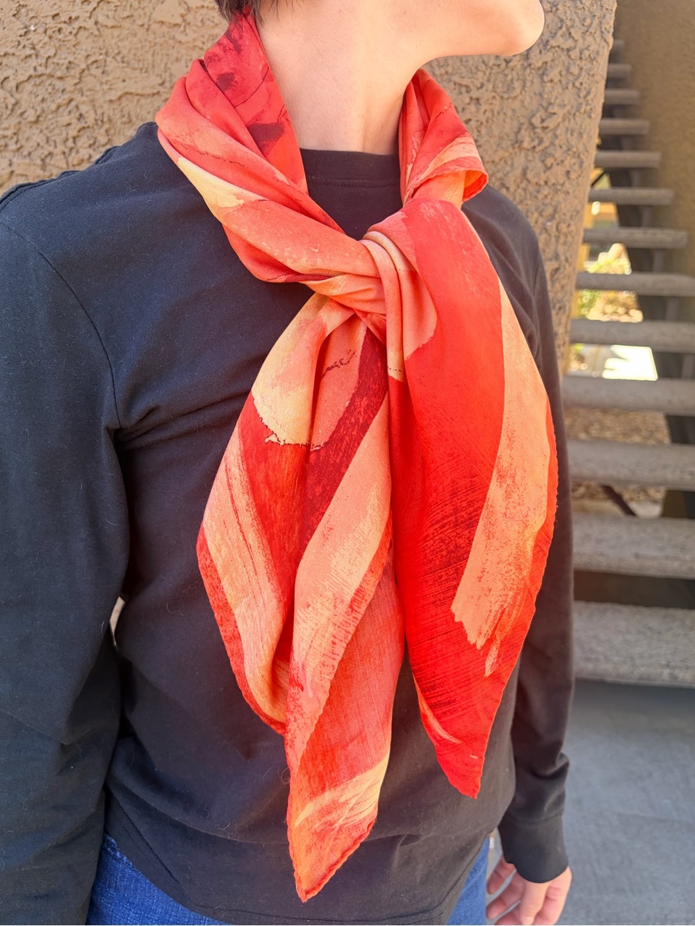 100% silk Valentino scarf with giant orange blossom. 🧡🌹